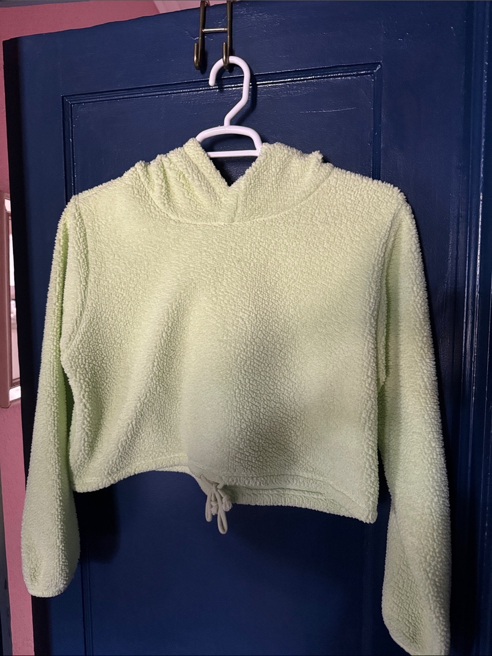 wild fable Cropped Sherpa Hoodie in Neon Green